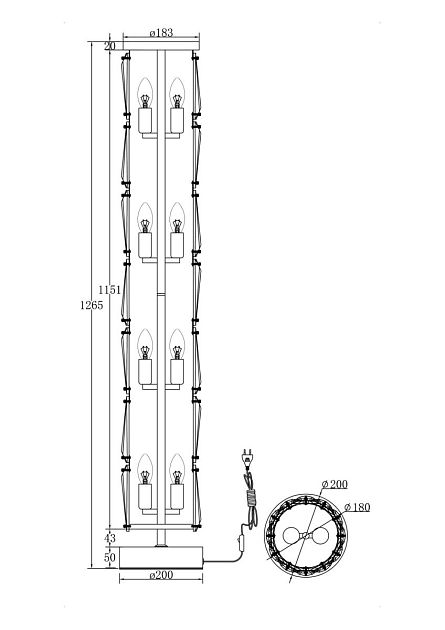 Напольный светильник (торшер) MAYTONI Puntes MOD043FL-08CH - фото 6