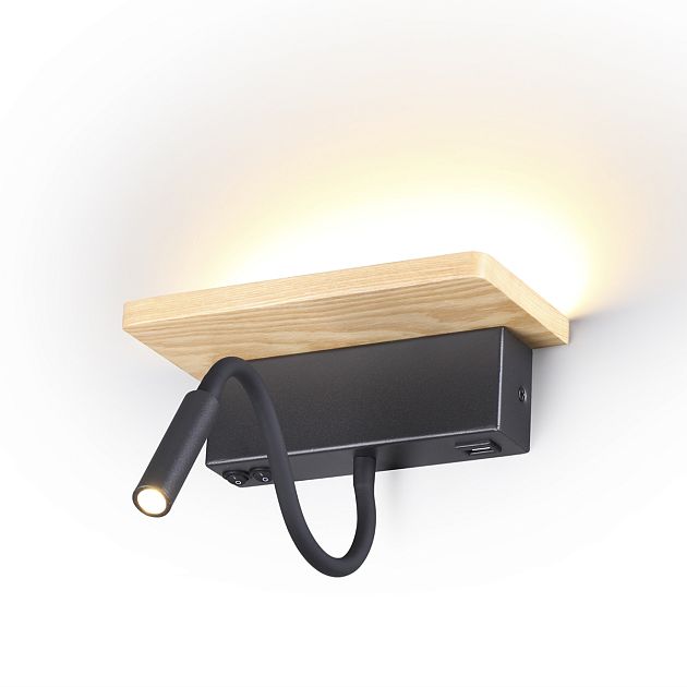 Настенный светильник-полка с подсветкой/USB ODEON LIGHT WOODY 3868/8WL - фото 3