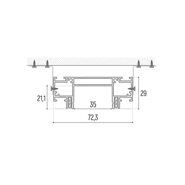 Интрудер (профиль) для встраивания однофазного трека в натяжной потолокSLOTT for NOVOTECH, длина 2м NOVOTECH 135192 - фото 2