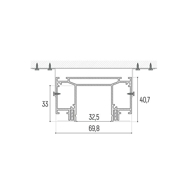 Интрудер (профиль) для встраивания трёхфазного трека в натяжной потолокSLOTT for NOVOTECH, длина 2м NOVOTECH 135190 - фото 2