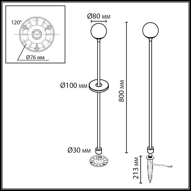 Ландшафтный светильник ODEON LIGHT DEW 7120/3GLA - фото 2