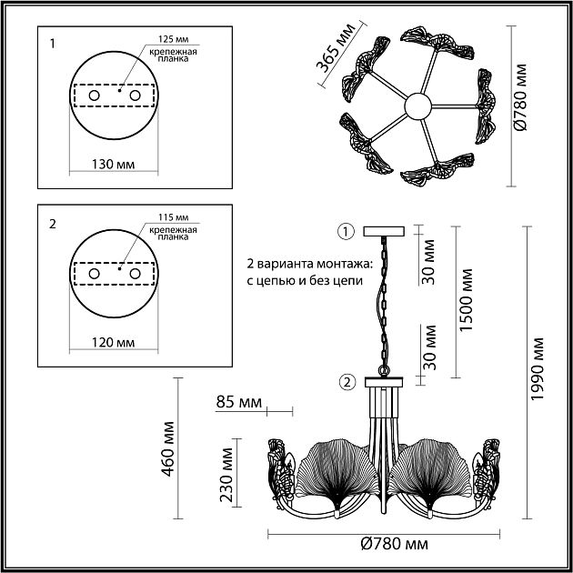 Люстра ODEON LIGHT VENTAGLIO 4870/5 - фото 2