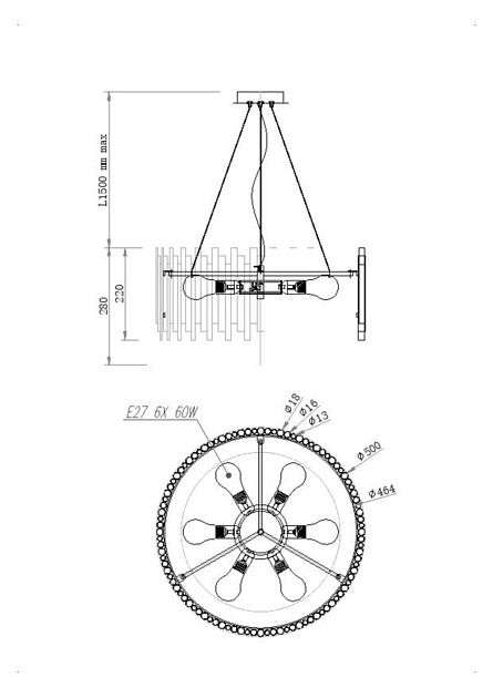 Подвесной светильник MAYTONI Coliseo MOD136PL-06BS - фото 6