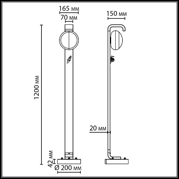 Уличный наземный светильник 120см IP54 ODEON LIGHT LUMA 5434/1FA - фото 2