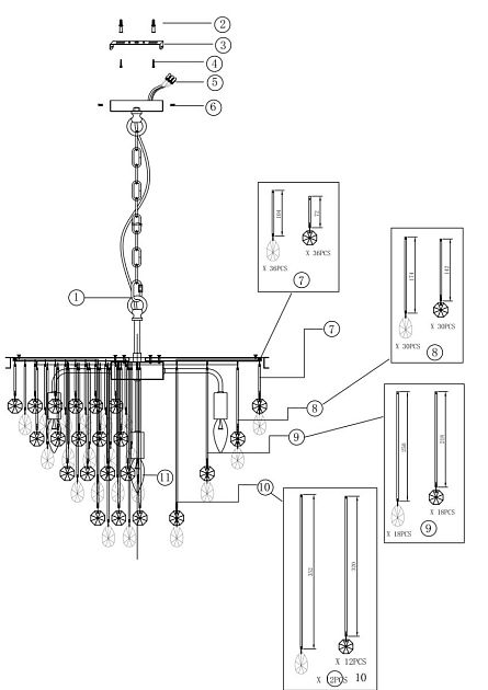 Подвесной светильник MAYTONI LINN MOD091PL-07G - фото 7