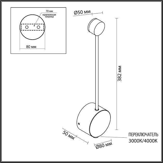 Настенный светильник ODEON LIGHT SATELLITE 7008/5WL - фото 2