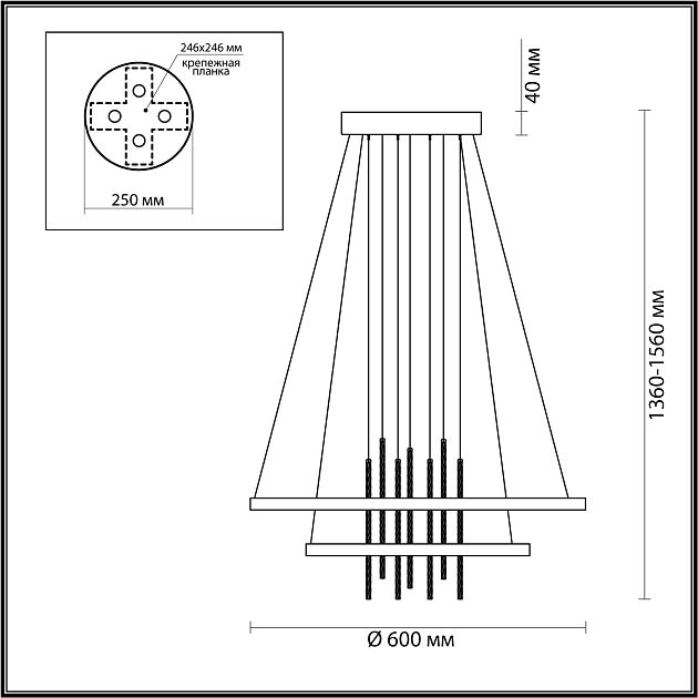 Подвесной светильник ODEON LIGHT MONICA 3901/63L - фото 2