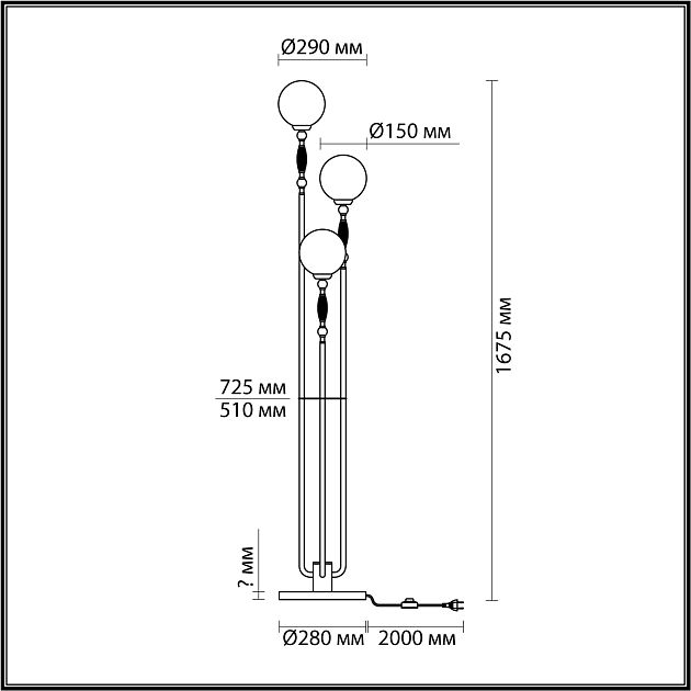 Торшер ODEON LIGHT Palle 5405/3F - фото 2
