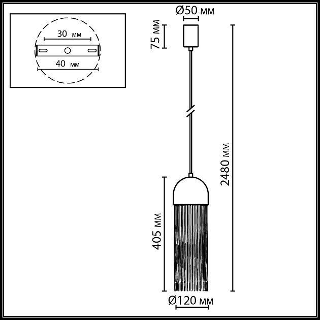 Подвес ODEON LIGHT CORK 7073/1 - фото 2