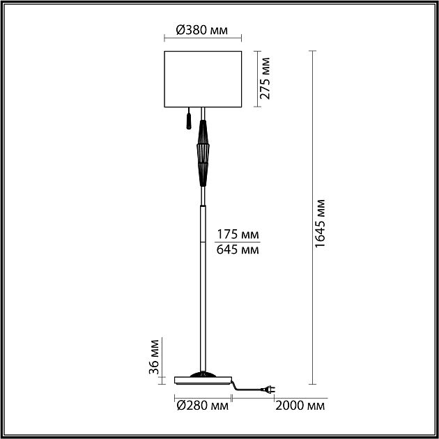 Торшер ODEON LIGHT Latte 5403/1FA - фото 2
